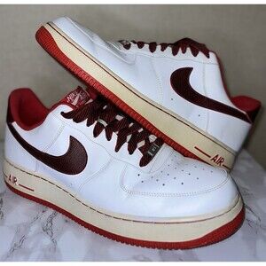 Nike Air Force 1 Mens White Red University 488298-139 Low Top Sneakers Size 13US